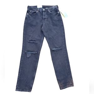 NWT H&M Women's Black Distressed Boyfriend Jeans